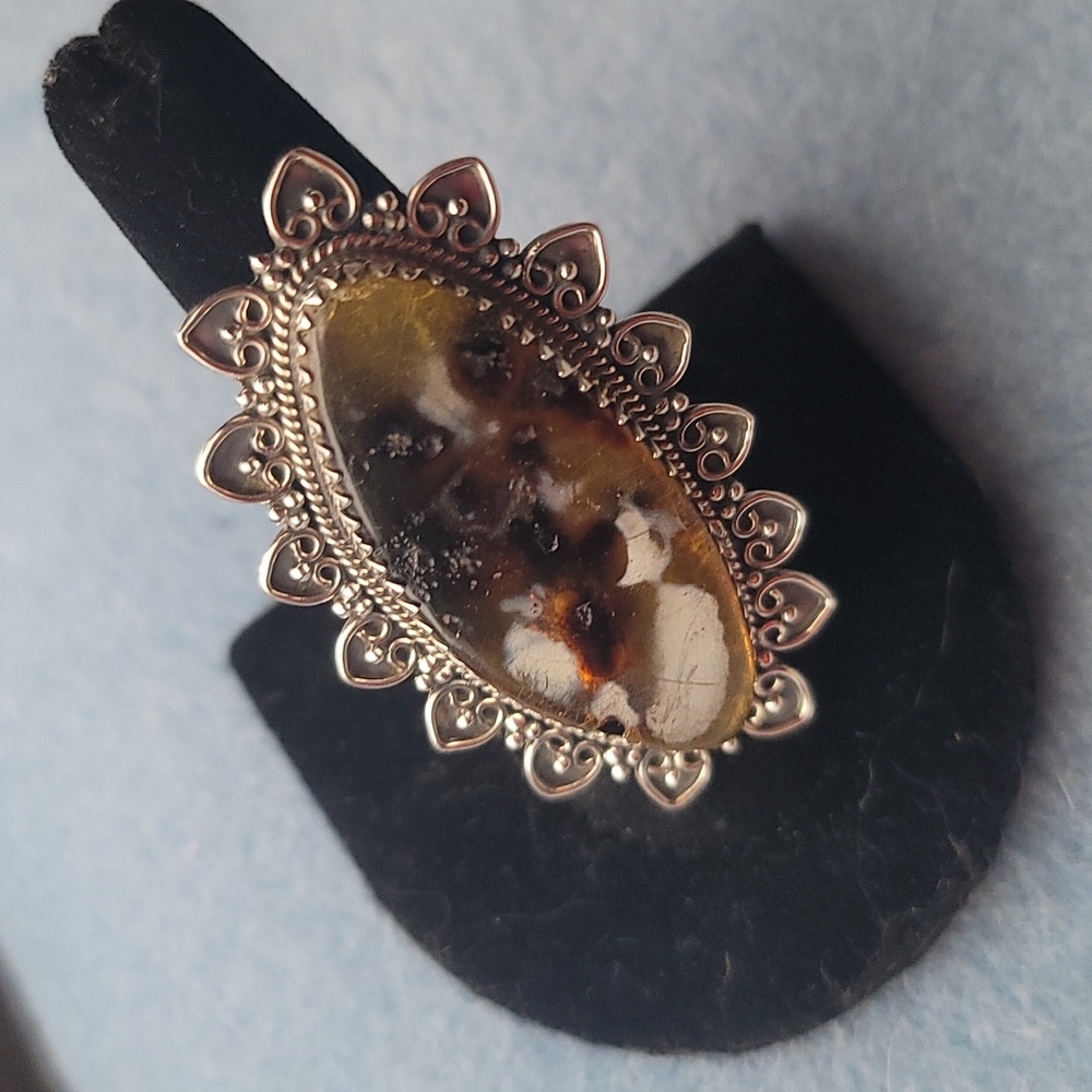 Sterling Amber Ring - Picture 3 of 7